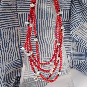 Fresh water pearl with red coral 3 style for wearing necklance & Bracelet